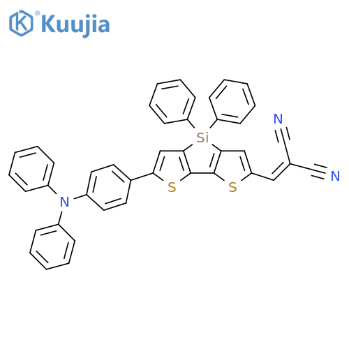 2-(6-(4-(diphenylamino)phenyl)-4,4'-diphenyl-dithieno[3,2-b :2',3'-d ]silol-2-yl)-methylene-malononitrile structure