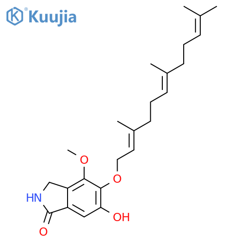 6-hydroxy-4-methoxyl-5-[(2E,6E)-(3,7,11-trimethyl-2,6,10-dodecatrien-1-yl)oxy]-2,3-dihydro-1H-isoindol-1-one structure