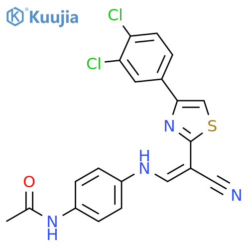 N-(4-{[(1Z)-2-cyano-2-[4-(3,4-dichlorophenyl)-1,3-thiazol-2-yl]eth-1-en-1-yl]amino}phenyl)acetamide structure
