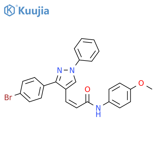 (2Z)-3-3-(4-bromophenyl)-1-phenyl-1H-pyrazol-4-yl-N-(4-methoxyphenyl)prop-2-enamide structure