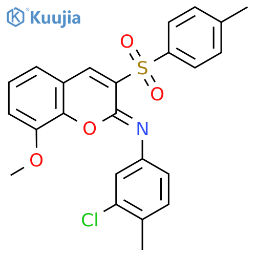 (2Z)-N-(3-chloro-4-methylphenyl)-8-methoxy-3-(4-methylbenzenesulfonyl)-2H-chromen-2-imine structure
