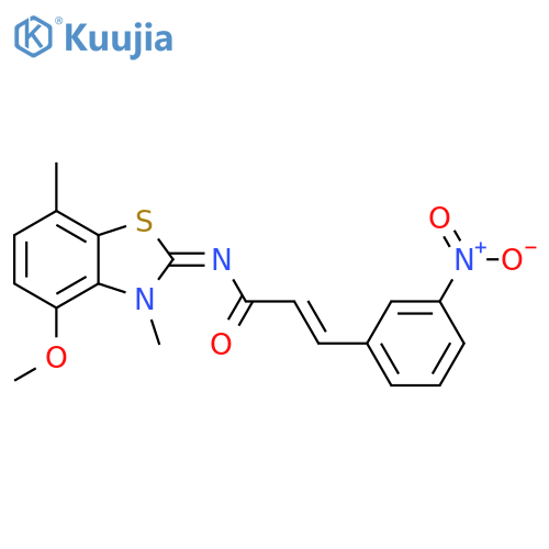 (2E)-N-(2Z)-4-methoxy-3,7-dimethyl-2,3-dihydro-1,3-benzothiazol-2-ylidene-3-(3-nitrophenyl)prop-2-enamide structure