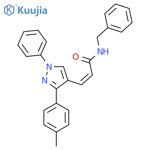 (2Z)-N-benzyl-3-3-(4-methylphenyl)-1-phenyl-1H-pyrazol-4-ylprop-2-enamide structure