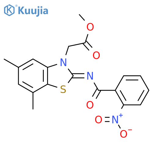 methyl 2-(2Z)-5,7-dimethyl-2-(2-nitrobenzoyl)imino-2,3-dihydro-1,3-benzothiazol-3-ylacetate structure