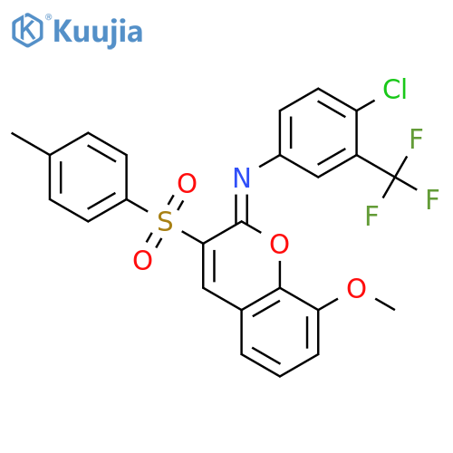 (2Z)-N-4-chloro-3-(trifluoromethyl)phenyl-8-methoxy-3-(4-methylbenzenesulfonyl)-2H-chromen-2-imine structure