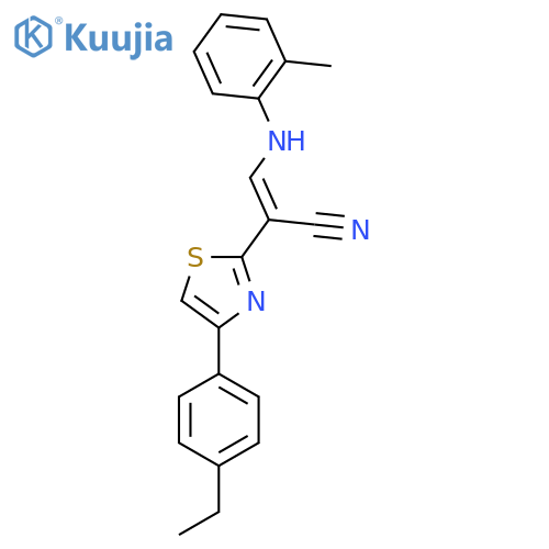 (2E)-2-4-(4-ethylphenyl)-1,3-thiazol-2-yl-3-(2-methylphenyl)aminoprop-2-enenitrile structure
