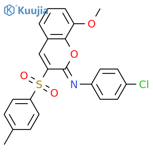 (2Z)-N-(4-chlorophenyl)-8-methoxy-3-(4-methylbenzenesulfonyl)-2H-chromen-2-imine structure