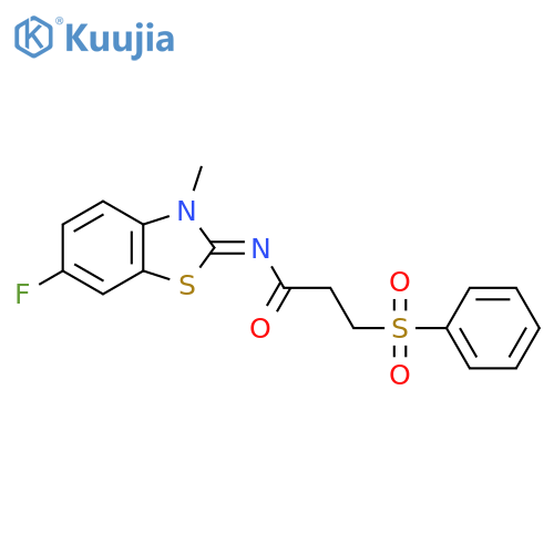 3-(benzenesulfonyl)-N-[(2E)-6-fluoro-3-methyl-2,3-dihydro-1,3-benzothiazol-2-ylidene]propanamide structure