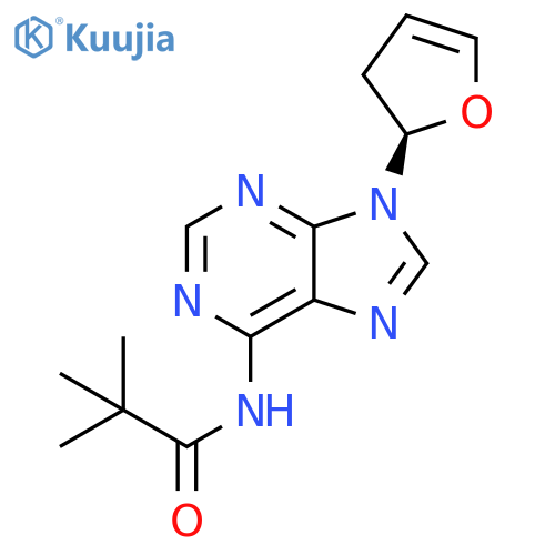 Propanamide,N-[9-[(2R)-2,3-dihydro-2-furanyl]-9H-purin-6-yl]-2,2-dimethyl- structure
