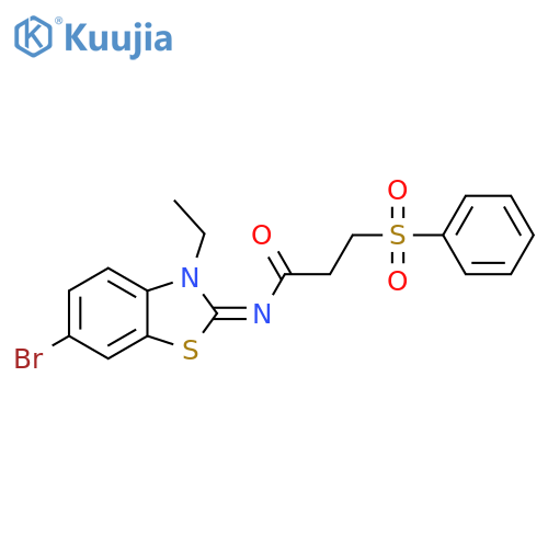 3-(benzenesulfonyl)-N-(2E)-6-bromo-3-ethyl-2,3-dihydro-1,3-benzothiazol-2-ylidenepropanamide structure