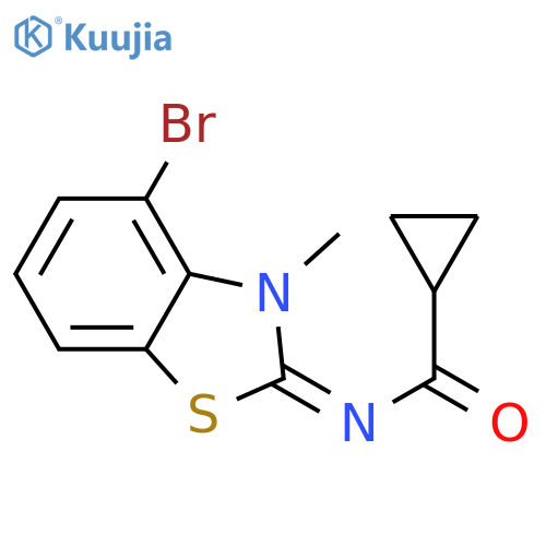 N-(2E)-4-bromo-3-methyl-2,3-dihydro-1,3-benzothiazol-2-ylidenecyclopropanecarboxamide structure