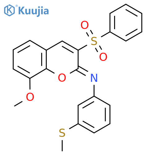 (2Z)-3-(benzenesulfonyl)-8-methoxy-N-3-(methylsulfanyl)phenyl-2H-chromen-2-imine structure
