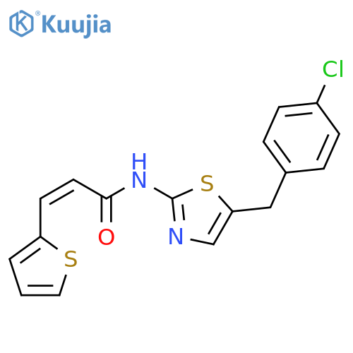 (2Z)-N-{5-(4-chlorophenyl)methyl-1,3-thiazol-2-yl}-3-(thiophen-2-yl)prop-2-enamide structure