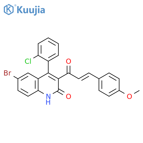 6-bromo-4-(2-chlorophenyl)-3-(2E)-3-(4-methoxyphenyl)prop-2-enoyl-1,2-dihydroquinolin-2-one structure
