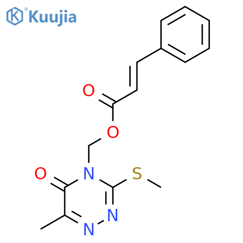 6-methyl-3-(methylsulfanyl)-5-oxo-4,5-dihydro-1,2,4-triazin-4-ylmethyl (2E)-3-phenylprop-2-enoate structure