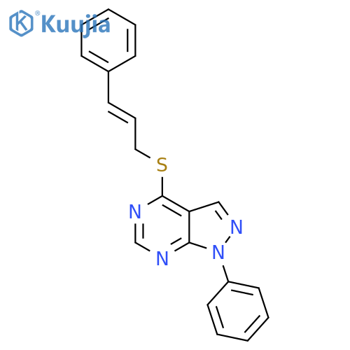 1-phenyl-4-{(2E)-3-phenylprop-2-en-1-ylsulfanyl}-1H-pyrazolo3,4-dpyrimidine structure