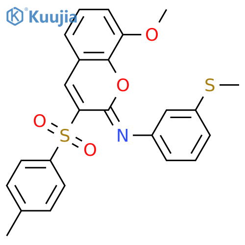 (2Z)-8-methoxy-3-(4-methylbenzenesulfonyl)-N-3-(methylsulfanyl)phenyl-2H-chromen-2-imine structure