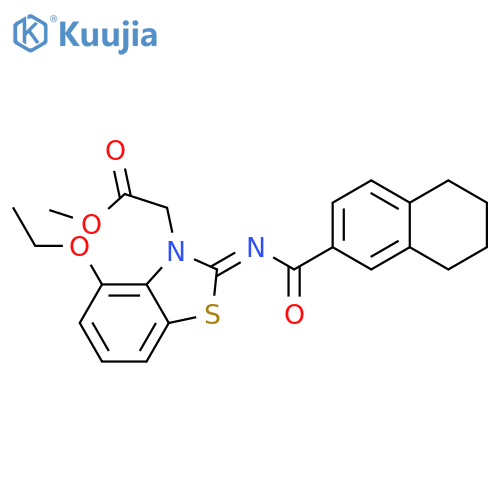 methyl 2-[(2Z)-4-ethoxy-2-[(5,6,7,8-tetrahydronaphthalene-2-carbonyl)imino]-2,3-dihydro-1,3-benzothiazol-3-yl]acetate structure