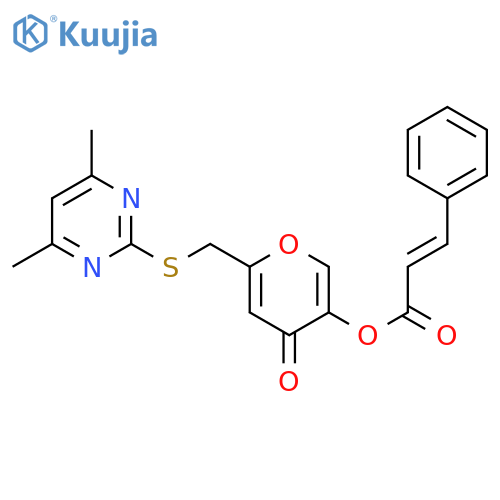 6-{(4,6-dimethylpyrimidin-2-yl)sulfanylmethyl}-4-oxo-4H-pyran-3-yl (2E)-3-phenylprop-2-enoate structure