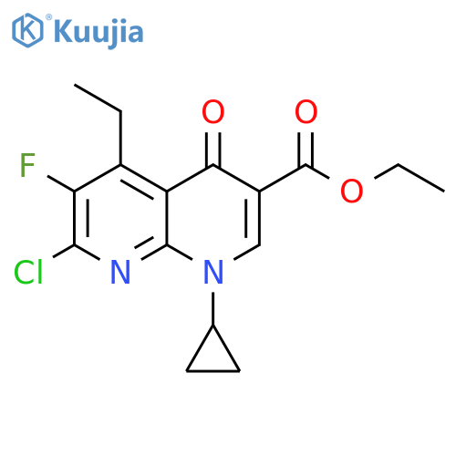 1,8-Naphthyridine-3-carboxylic acid,7-chloro-1-cyclopropyl-5-ethyl-6-fluoro-1,4-dihydro-4-oxo-, ethyl ester structure
