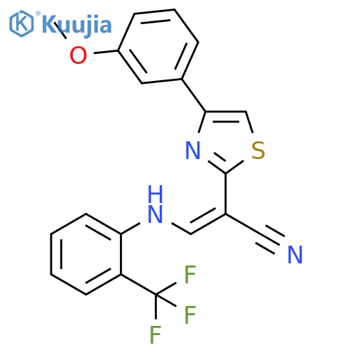 (2Z)-2-4-(3-methoxyphenyl)-1,3-thiazol-2-yl-3-{2-(trifluoromethyl)phenylamino}prop-2-enenitrile structure