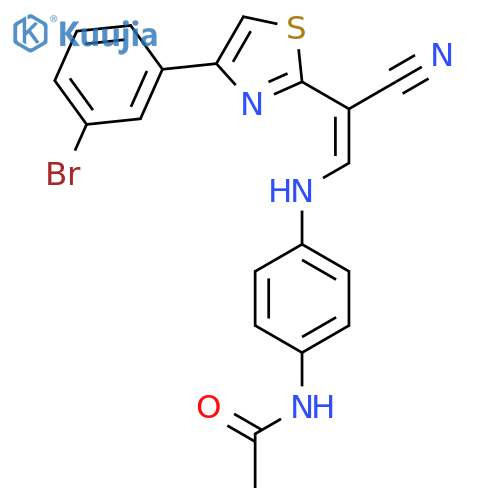 N-(4-{(1Z)-2-4-(3-bromophenyl)-1,3-thiazol-2-yl-2-cyanoeth-1-en-1-ylamino}phenyl)acetamide structure