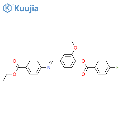 4-(1E)-{4-(ethoxycarbonyl)phenylimino}methyl-2-methoxyphenyl 4-fluorobenzoate structure