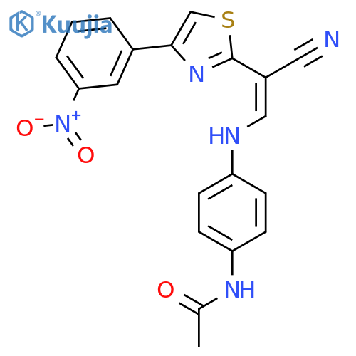 N-(4-{(1Z)-2-cyano-2-4-(3-nitrophenyl)-1,3-thiazol-2-yleth-1-en-1-ylamino}phenyl)acetamide structure
