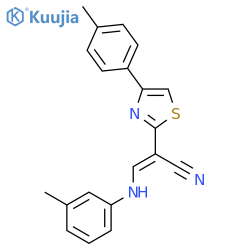(2E)-2-[4-(4-methylphenyl)-1,3-thiazol-2-yl]-3-[(3-methylphenyl)amino]prop-2-enenitrile structure