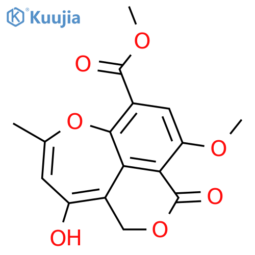 (2Z,4Z)-methyl 4-hydroxy-8-methoxy-2-methyl-7-oxo-5,7-dihydrooxepino[4,3,2-de]isochromene-10-carboxylate structure