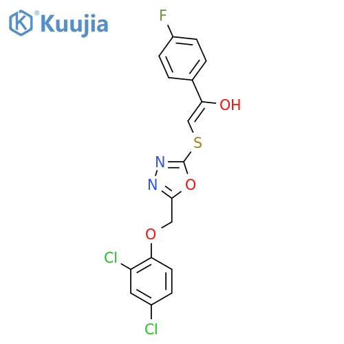 (Z)-2-({5-(2,4-dichlorophenoxy)methyl-1,3,4-oxadiazol-2-yl}sulfanyl)-1-(4-fluorophenyl)ethen-1-ol structure