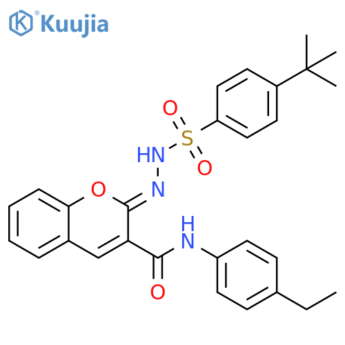 (2Z)-2-(4-tert-butylbenzenesulfonamido)imino-N-(4-ethylphenyl)-2H-chromene-3-carboxamide structure
