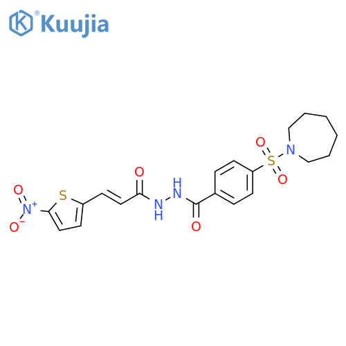 4-(azepane-1-sulfonyl)-N'-(2E)-3-(5-nitrothiophen-2-yl)prop-2-enoylbenzohydrazide structure