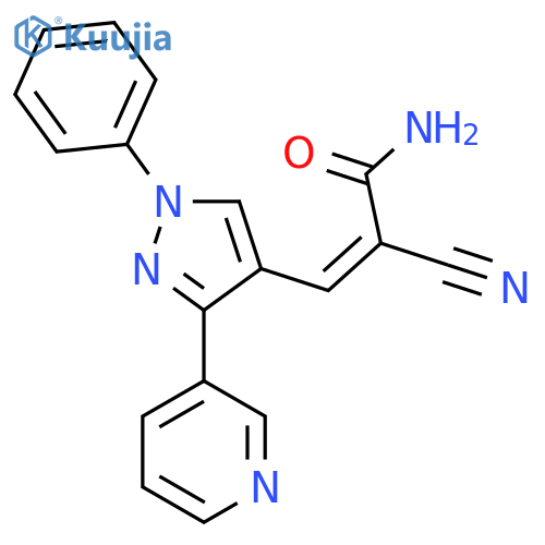 (Z)-2-cyano-3-(1-phenyl-3-pyridin-3-ylpyrazol-4-yl)prop-2-enamide structure