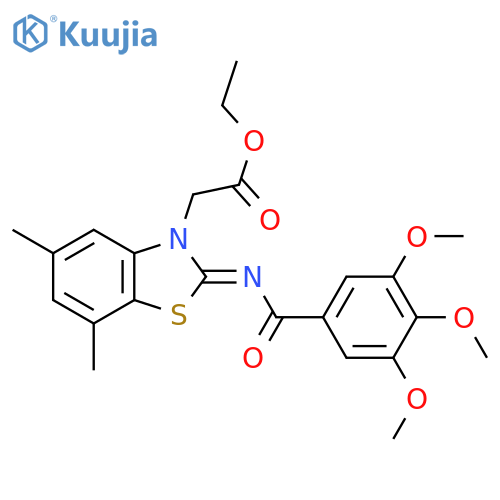 ethyl 2-(2Z)-5,7-dimethyl-2-(3,4,5-trimethoxybenzoyl)imino-2,3-dihydro-1,3-benzothiazol-3-ylacetate structure