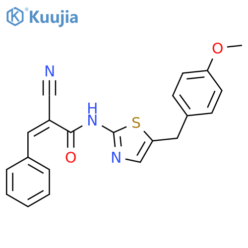 (2Z)-2-Cyano-N-[5-[(4-methoxyphenyl)methyl]-2-thiazolyl]-3-phenyl-2-propenamide structure