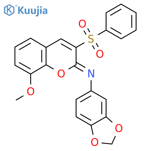 (2Z)-3-(benzenesulfonyl)-N-(2H-1,3-benzodioxol-5-yl)-8-methoxy-2H-chromen-2-imine structure