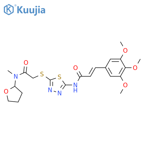 (2E)-N-{5-({(oxolan-2-yl)methylcarbamoyl}methyl)sulfanyl-1,3,4-thiadiazol-2-yl}-3-(3,4,5-trimethoxyphenyl)prop-2-enamide structure