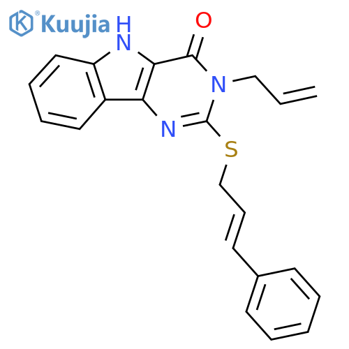 2-{[(2E)-3-phenylprop-2-en-1-yl]sulfanyl}-3-(prop-2-en-1-yl)-3H,4H,5H-pyrimido[5,4-b]indol-4-one structure