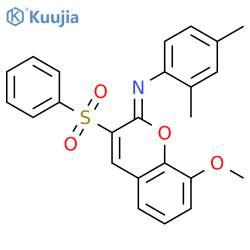 (2Z)-3-(benzenesulfonyl)-N-(2,4-dimethylphenyl)-8-methoxy-2H-chromen-2-imine structure