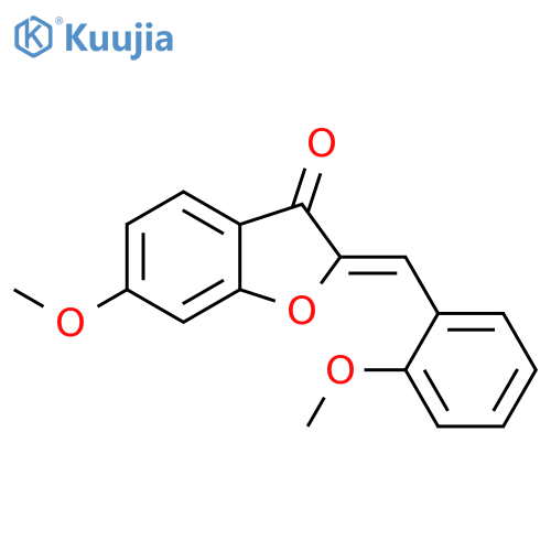 (2Z)-6-methoxy-2-(2-methoxyphenyl)methylidene-2,3-dihydro-1-benzofuran-3-one structure