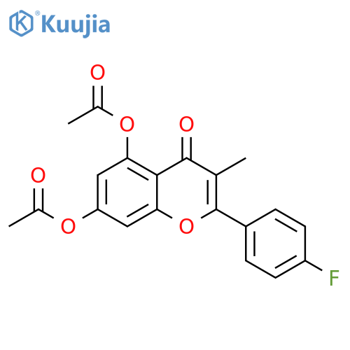 4H-1-Benzopyran-4-one, 5,7-bis(acetyloxy)-2-(4-fluorophenyl)-3-methyl- structure