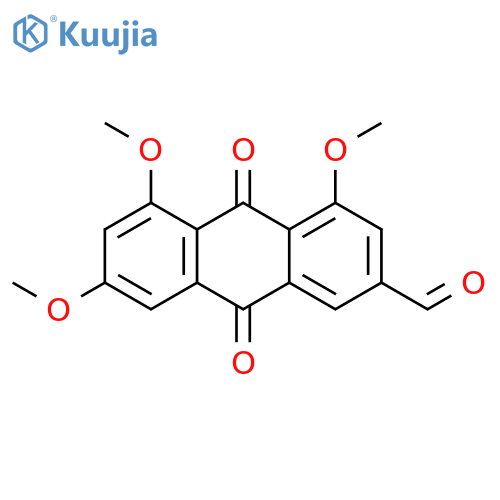 2-Anthracenecarboxaldehyde,9,10-dihydro-4,5,7-trimethoxy-9,10-dioxo- structure