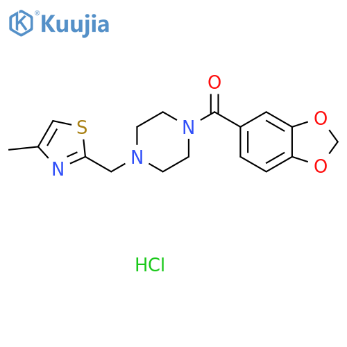 1-(2H-1,3-benzodioxole-5-carbonyl)-4-(4-methyl-1,3-thiazol-2-yl)methylpiperazine hydrochloride structure