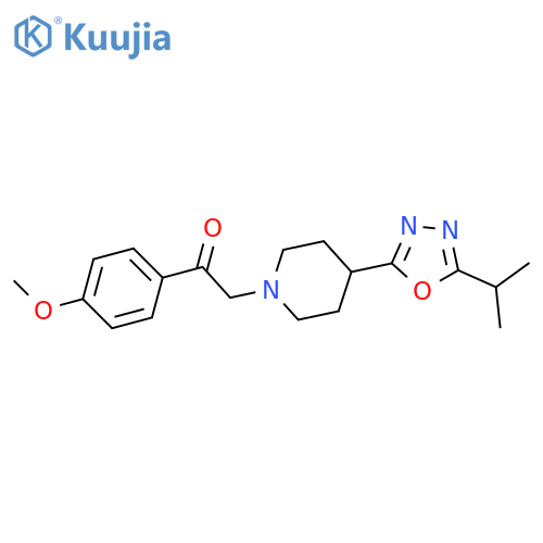 1-(4-methoxyphenyl)-2-{4-5-(propan-2-yl)-1,3,4-oxadiazol-2-ylpiperidin-1-yl}ethan-1-one structure