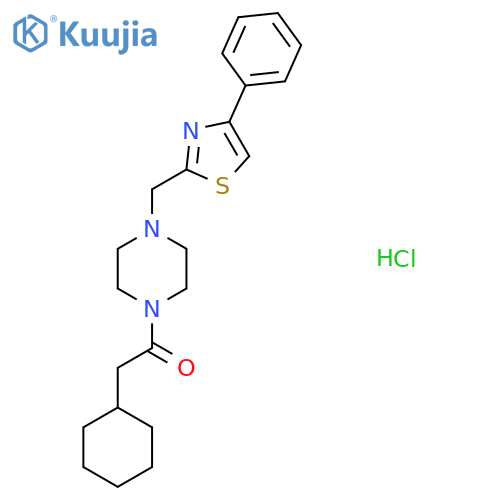 2-cyclohexyl-1-{4-(4-phenyl-1,3-thiazol-2-yl)methylpiperazin-1-yl}ethan-1-one hydrochloride structure