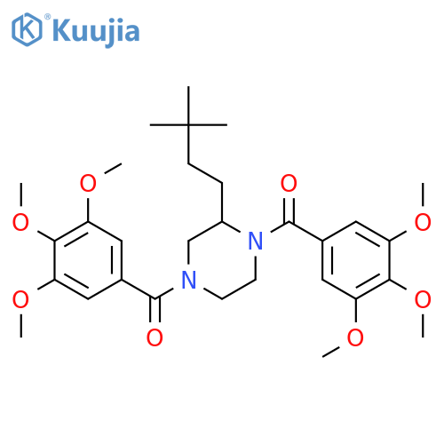 Piperazine, 2-(3,3-dimethylbutyl)-1,4-bis(3,4,5-trimethoxybenzoyl)- structure