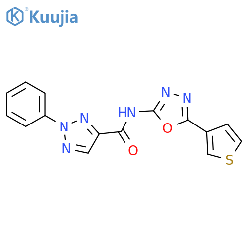 2-phenyl-N-5-(thiophen-3-yl)-1,3,4-oxadiazol-2-yl-2H-1,2,3-triazole-4-carboxamide structure