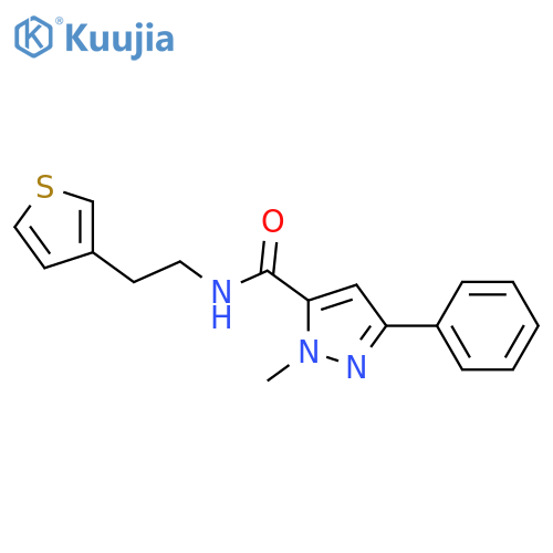 1-methyl-3-phenyl-N-[2-(thiophen-3-yl)ethyl]-1H-pyrazole-5-carboxamide structure