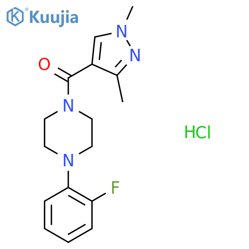 1-(1,3-dimethyl-1H-pyrazole-4-carbonyl)-4-(2-fluorophenyl)piperazine hydrochloride structure